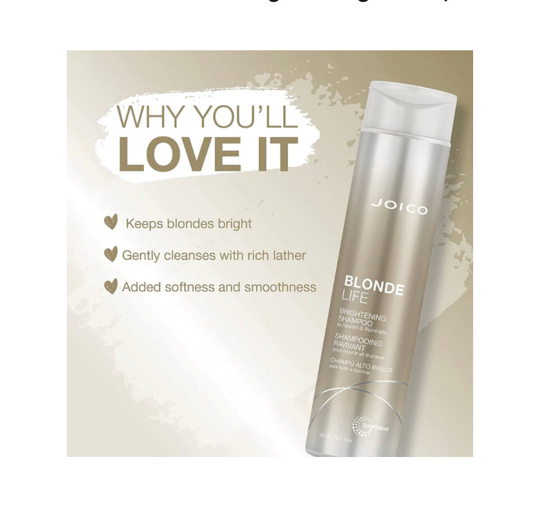 Duo Joico Blonde Life – Shampoing éclaircissant 10,1 Fl Oz + Démêlant Fort 6,7 Fl Oz – Neufs